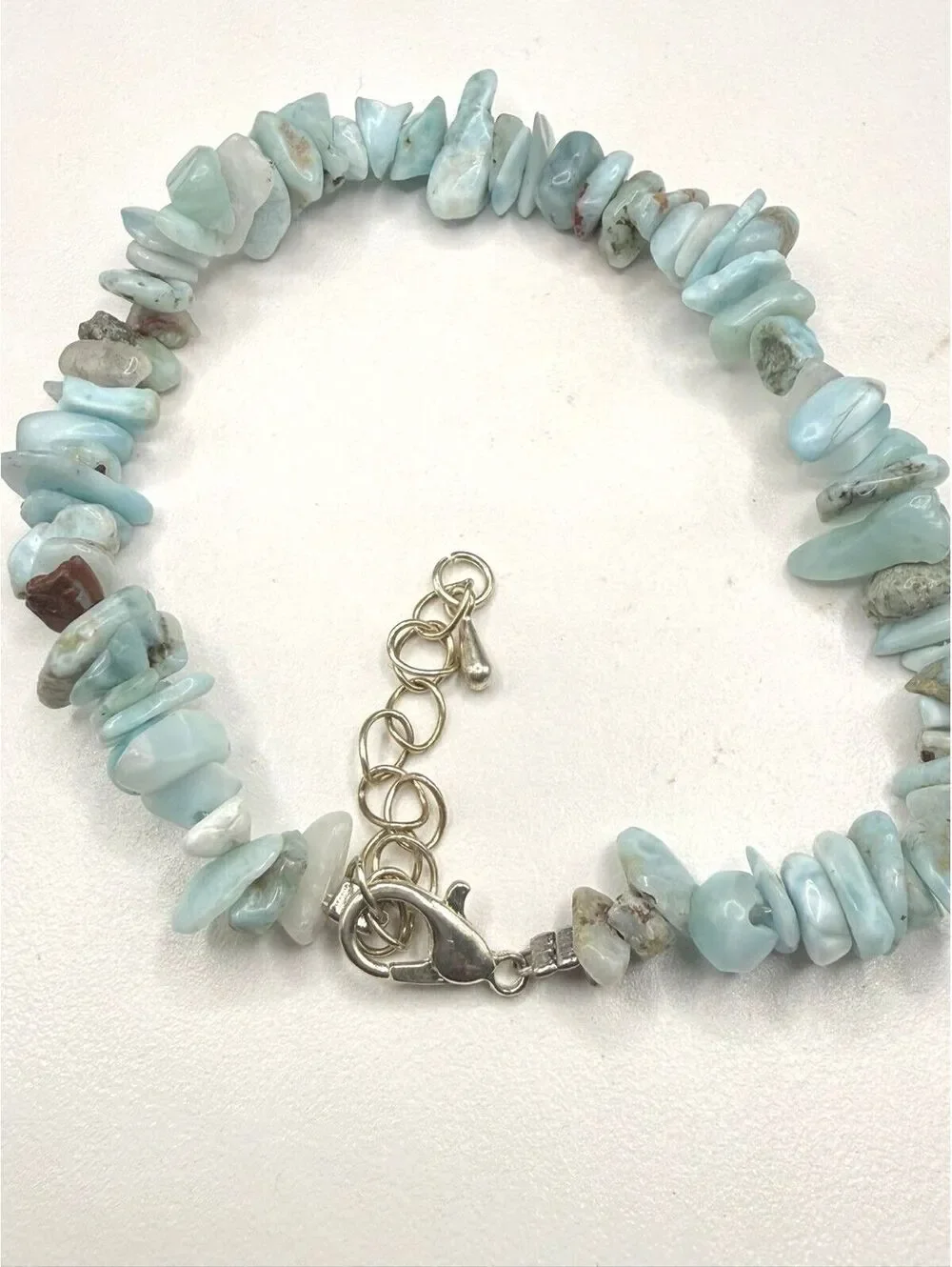 Genuine Larimar Tumbled Chip Bracelet - Adjustable 6